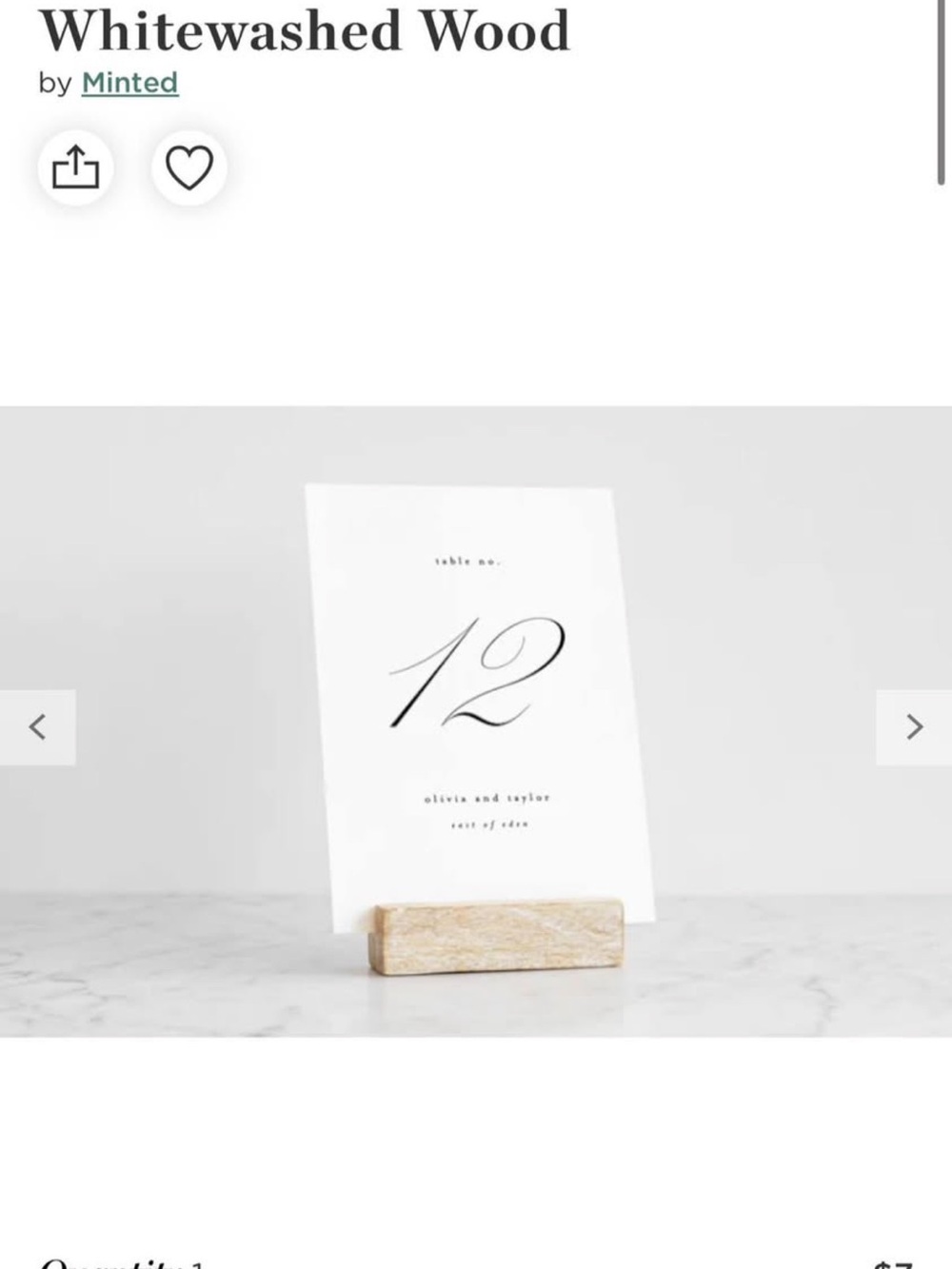 Whitewashed Wood Card Place Holder - Neutral White